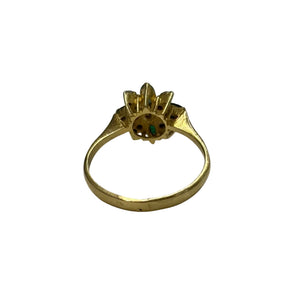 Bague fleur en Or jaune 18K avec émeraudes et zircons
