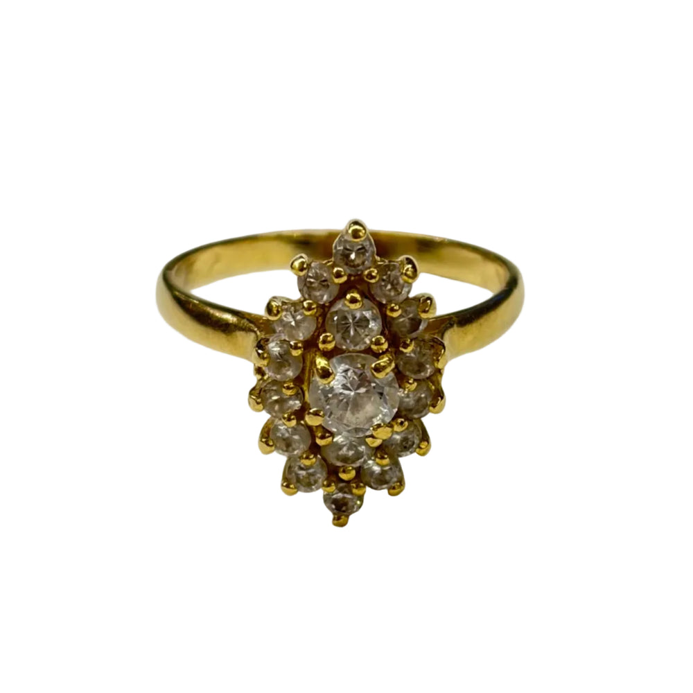 Bague Marquise en Or Jaune avec Oxyde de Zirconium 18K
