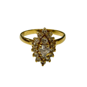 Bague Marquise en Or Jaune avec Oxyde de Zirconium 18K