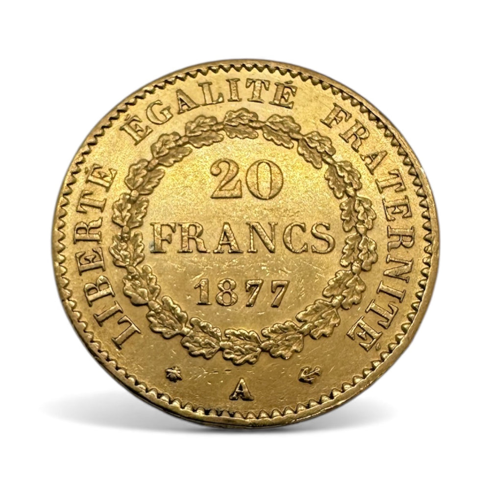 Pièce 20 Francs en Or jaune 20K - IIIème République 1877 - 6.45g
