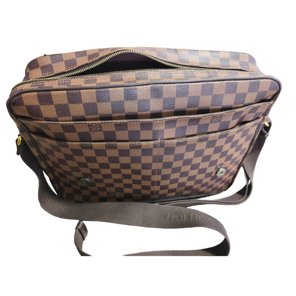 Sac bandoulière LV Shelton en toile Damier marron