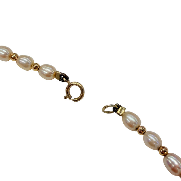 Collier ras du cou en perles d'eau et Or Jaune 18K