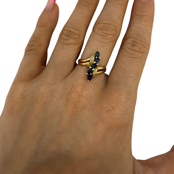 Bague en Or Jaune et Saphir 18K Taille-52