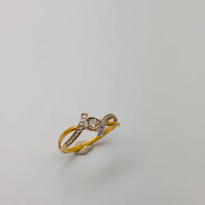 Bague en Or Jaune et Blanc 18K Taille-55.5