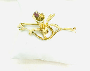 Jonc Fleur de Vanille Or avec Rubis