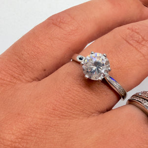 Bague Solitaire Or Blanc 18k avec Zirconium