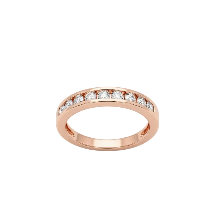 Bague Demi Tour en Or Rose 18K - Diamants - Taille 51 - 3G
