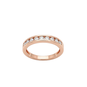 Bague Demi Tour en Or Rose 18K - Diamants - Taille 51 - 3G