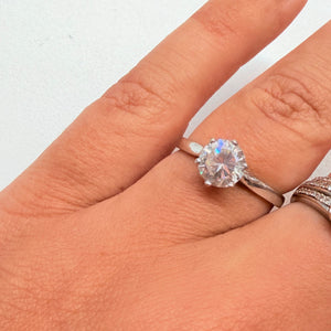 Bague Solitaire Or Blanc 18k avec Zirconium