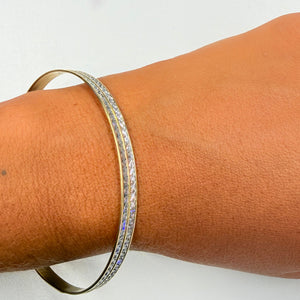 Bracelet Jonc Or Jaune et Blanc Martelé 18K - 11.26g