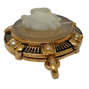 Pendentif Camée en Or Jaune et Perles 18K