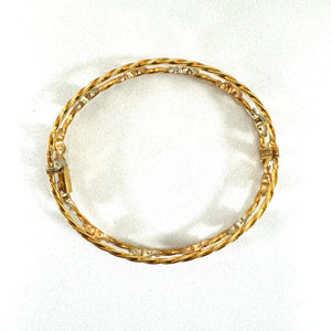 Bracelet or Blanc et Rose jonc 18K - 20cm - 13.72G
