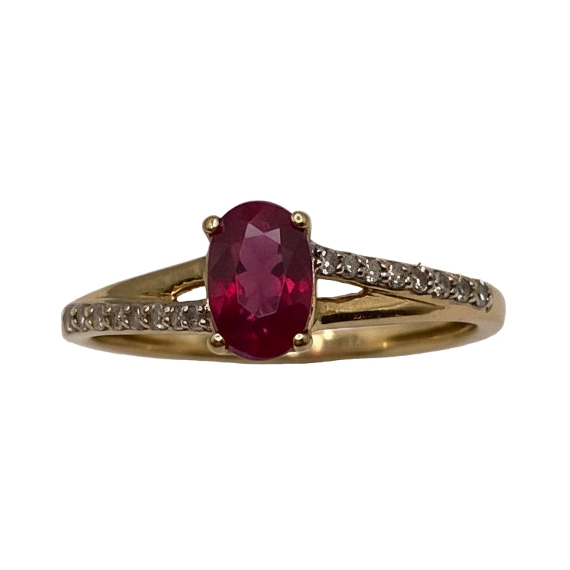 Bague Or Rubis Jaune 18K - Taille 51