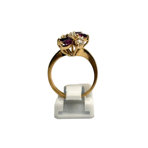 Bague Or Jaune 750 avec Rubis et Diamants