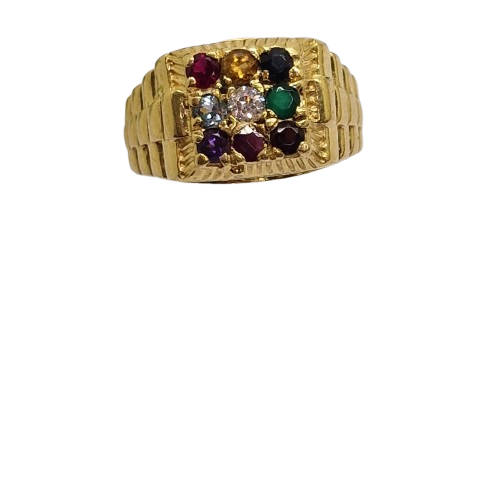 Bague Chevalière en OR Jaune 9 Planète 18 K avec Oxyde de Zirconium - T 61