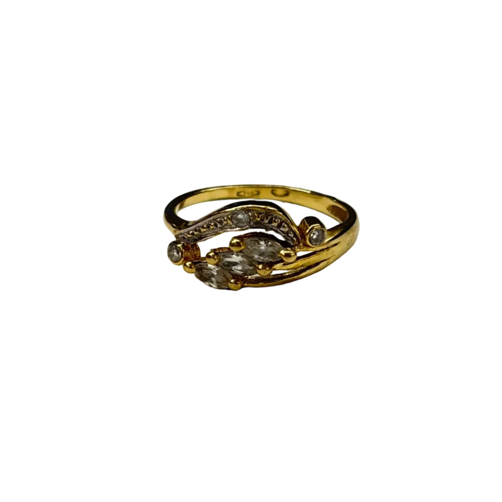 Bague en or jaune 750 avec zirconium