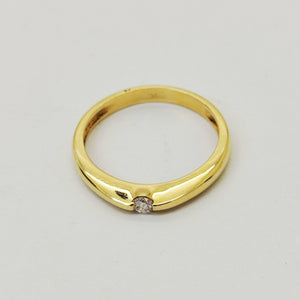 Bague Solitaire Or Jaune 18K  Diamants - Taille 54 - 2.83g