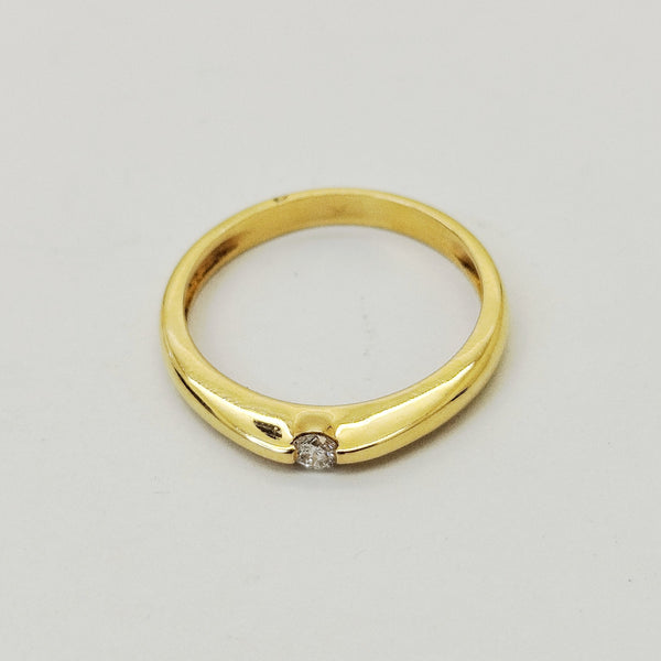 Bague Solitaire Or Jaune 18K  Diamants - Taille 54 - 2.83g