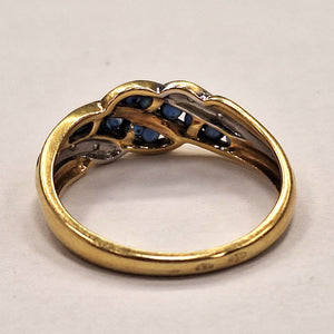 Bague Or Jaune et Blanc avec Saphir et Diamants - 2.62 Grs