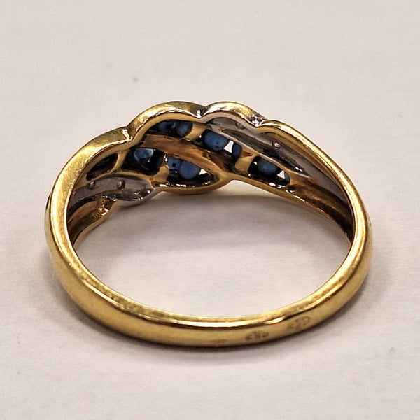 Bague Or Jaune et Blanc avec Saphir et Diamants - 2.62 Grs
