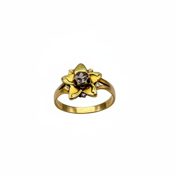 Bague Marguerite en Or Jaune 18K avec Zirconium Poids: 2.66 Grs - Taille 57