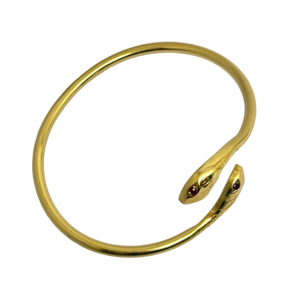 Bracelet Jonc en or jaune avec 4 Rubis 18 K - 10.71 Grs