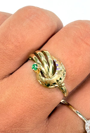 Baguette émeraude en or jaune 18k - Taille 56 - 1.79 G