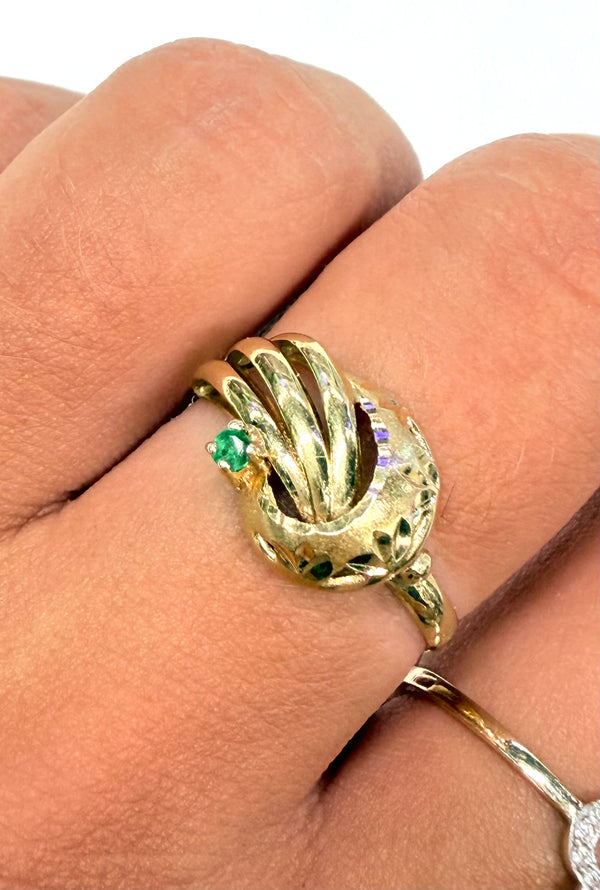 Baguette émeraude en or jaune 18k - Taille 56 - 1.79 G