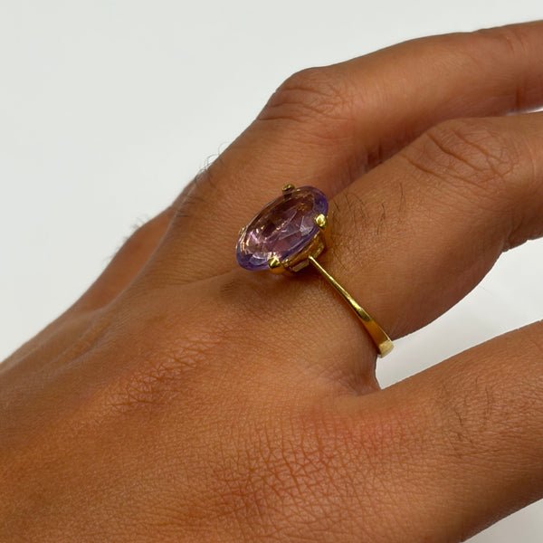 Bague Or Jaune 18k avec Améthyste