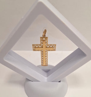Pendentif Croix Or Jaune 18K Tête d'Aigle
