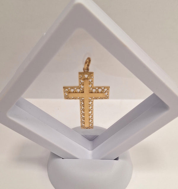 Pendentif Croix Or Jaune 18K Tête d'Aigle