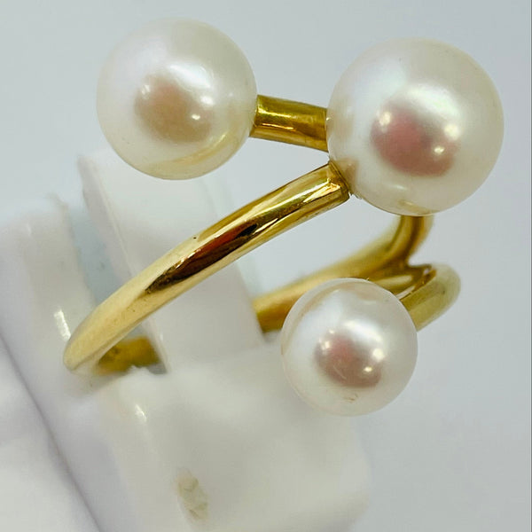 Bagues perles en or jaune 18 carats, taille 52