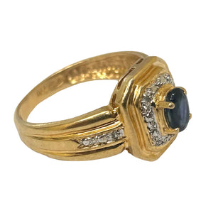 Bague en Or Jaune et Diamants/Saphir