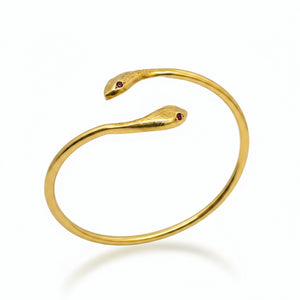 Bracelet Jonc en or jaune avec 4 Rubis 18 K - 10.71 Grs