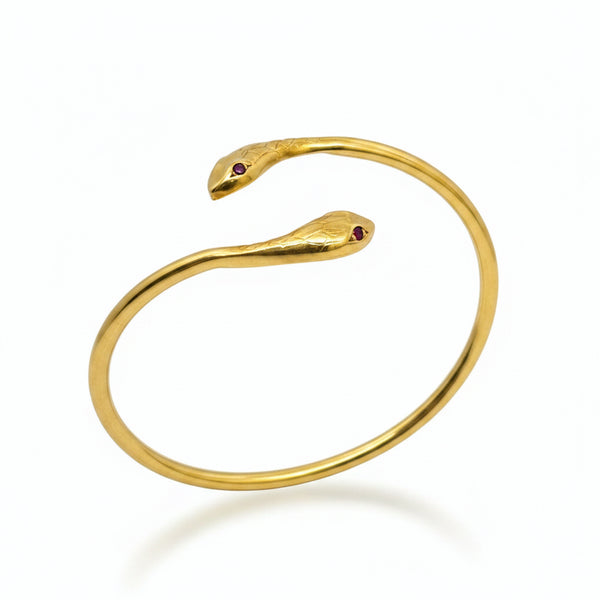 Bracelet Jonc en or jaune avec 4 Rubis 18 K - 10.71 Grs