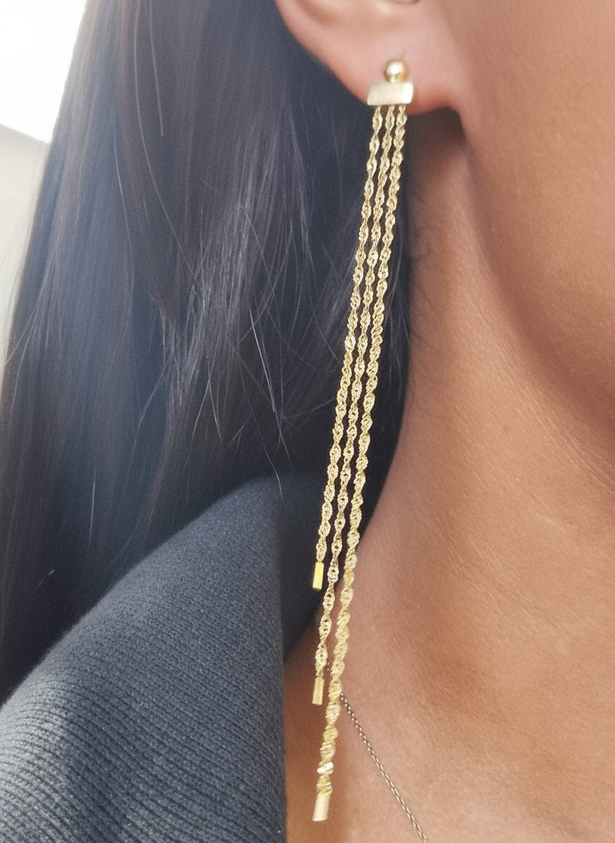 Boucles d'oreilles pendantes en Or Jaune 18K