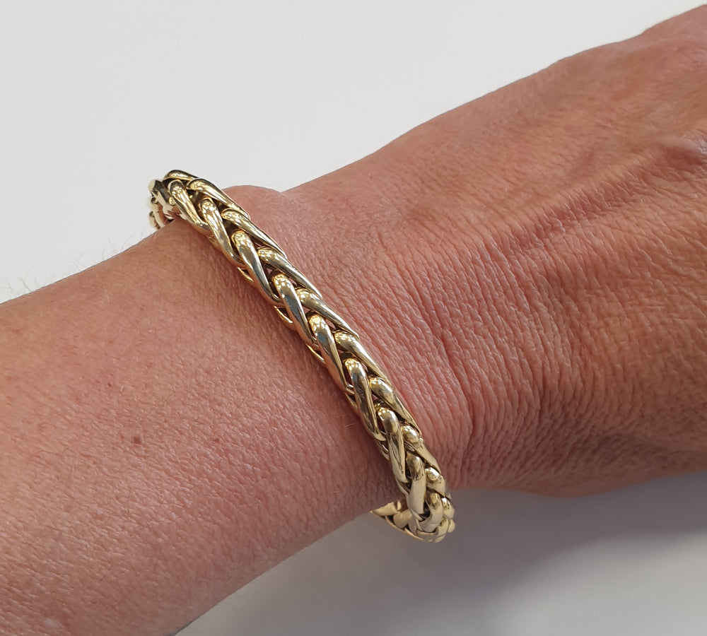 Bracelet Maillon Palmier Or Jaune 18K Tête d'Aigle 19.5cm