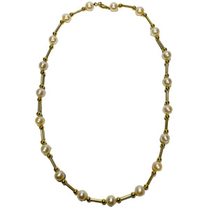Collier Ras du Cou en Or 18K avec Perles - 43cm - 15.75gr