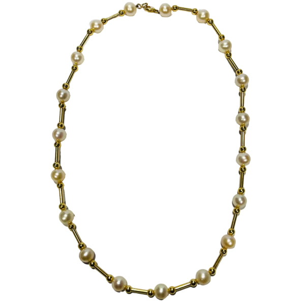 Collier Ras du Cou en Or 18K avec Perles - 43cm - 15.75gr