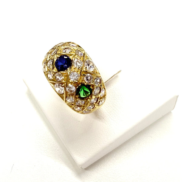 Bague en Or Jaune 18k avec Pierres Précieuses -  T 57.5