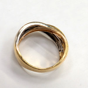 Bague Signée en Or Jaune, Rose et Blanc 18 Carats Taille-54