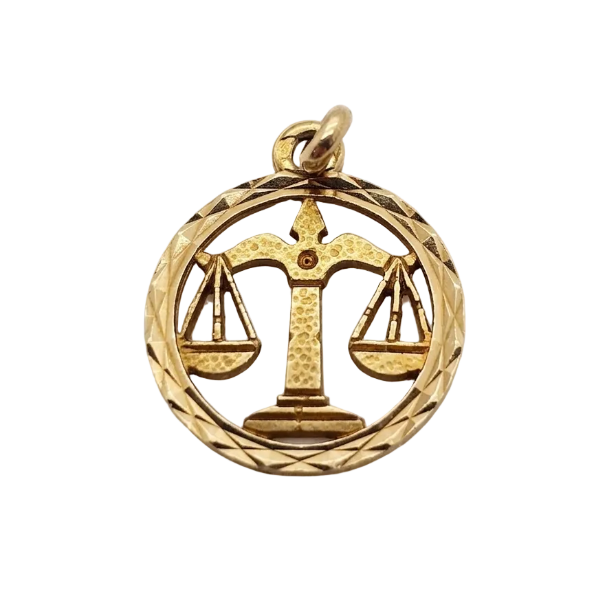 Pendentif Balance Or Jaune 18k Zodiaque Médaille