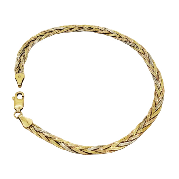 Bracelet Tressé en Or 3 Couleurs 18K - 18cm - 4.02G