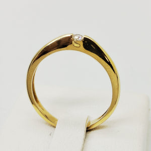 Bague Solitaire Or Jaune 18K  Diamants - Taille 54 - 2.83g