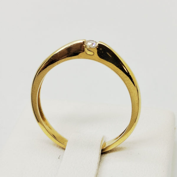 Bague Solitaire Or Jaune 18K  Diamants - Taille 54 - 2.83g