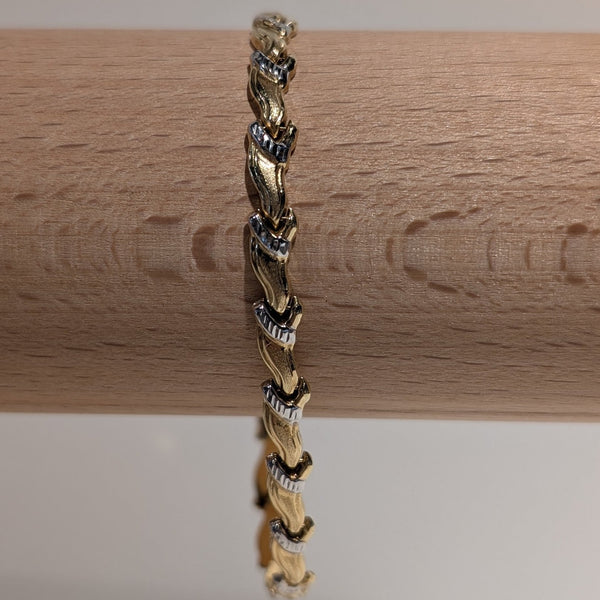 Bracelet Maillon Fantaisie Or Jaune et Blanc 18 K - 5,81 g