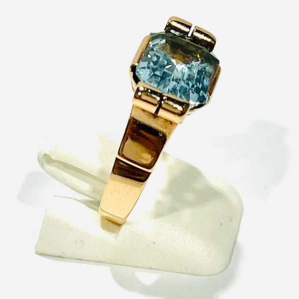Bague Aigue Marine Or Jaune 18K Taille 52