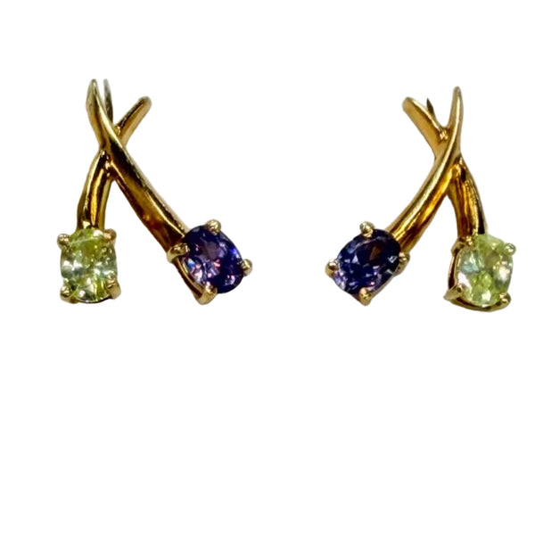 Boucles d'oreilles en or jaune 18k avec  Améthyste
