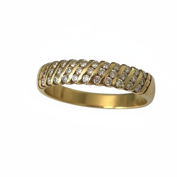 Bague Demi Tour Or Jaune 18K et Diamants - T53 - 2.67gr