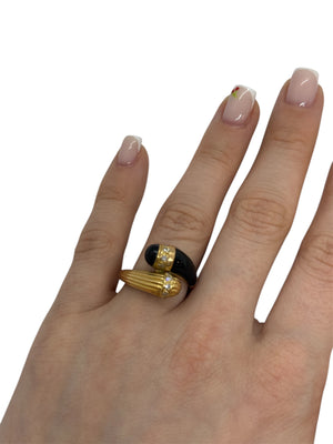 Bagues en Or Jaune avec Diamants et Onyx 18K